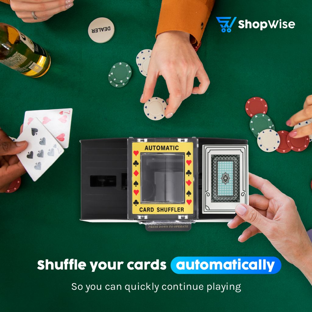 ShopWise Automatic Card Shuffling Machine Includes Playing Cards And